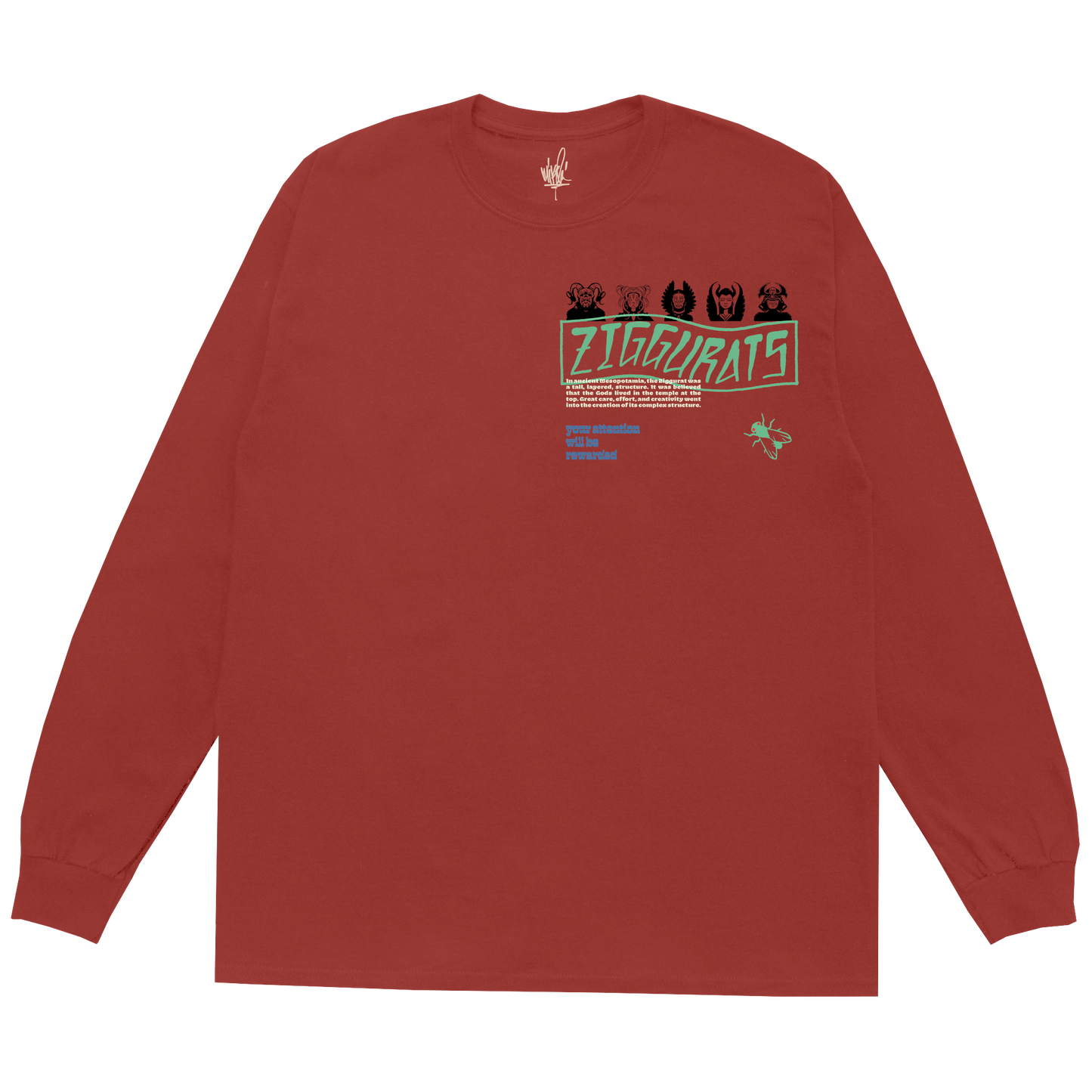 Ziggurats Paprika Long Sleeve Tee Front