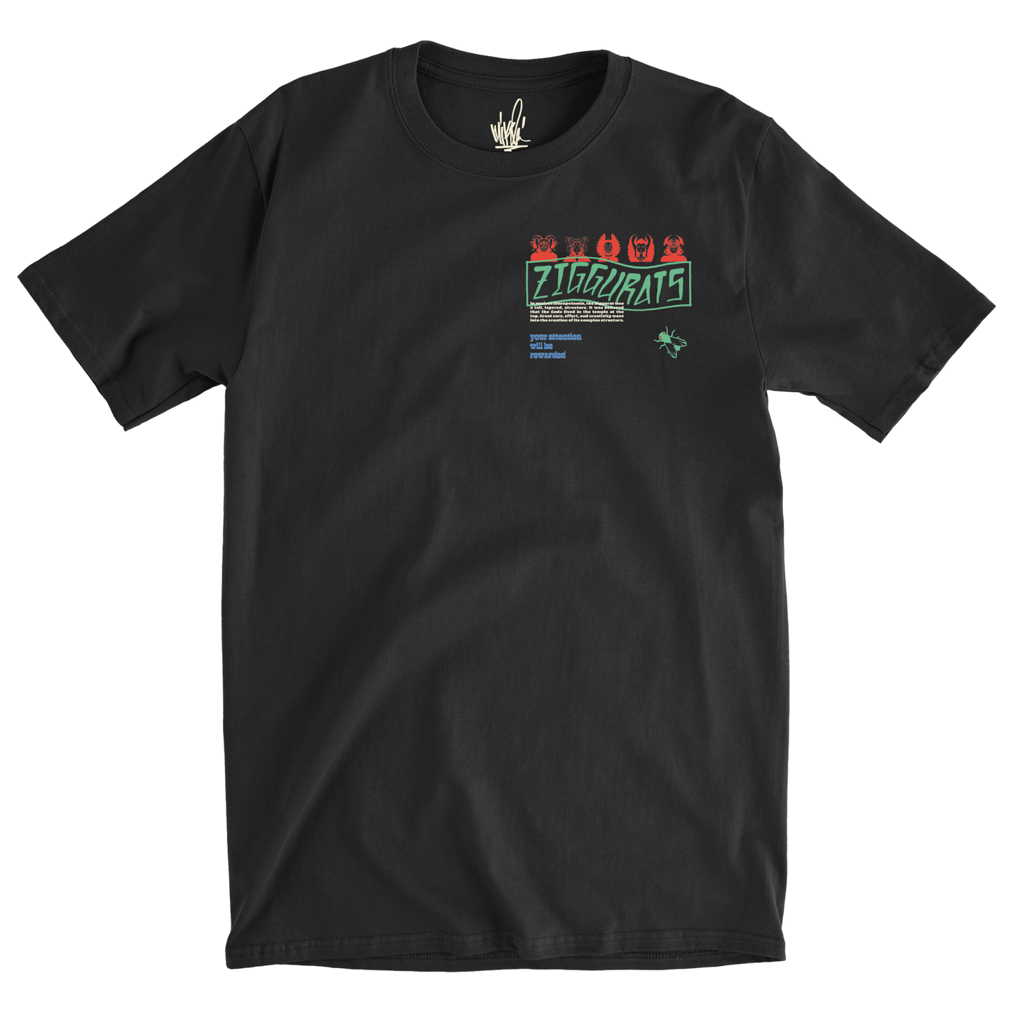 Ziggurats Black Tee Front