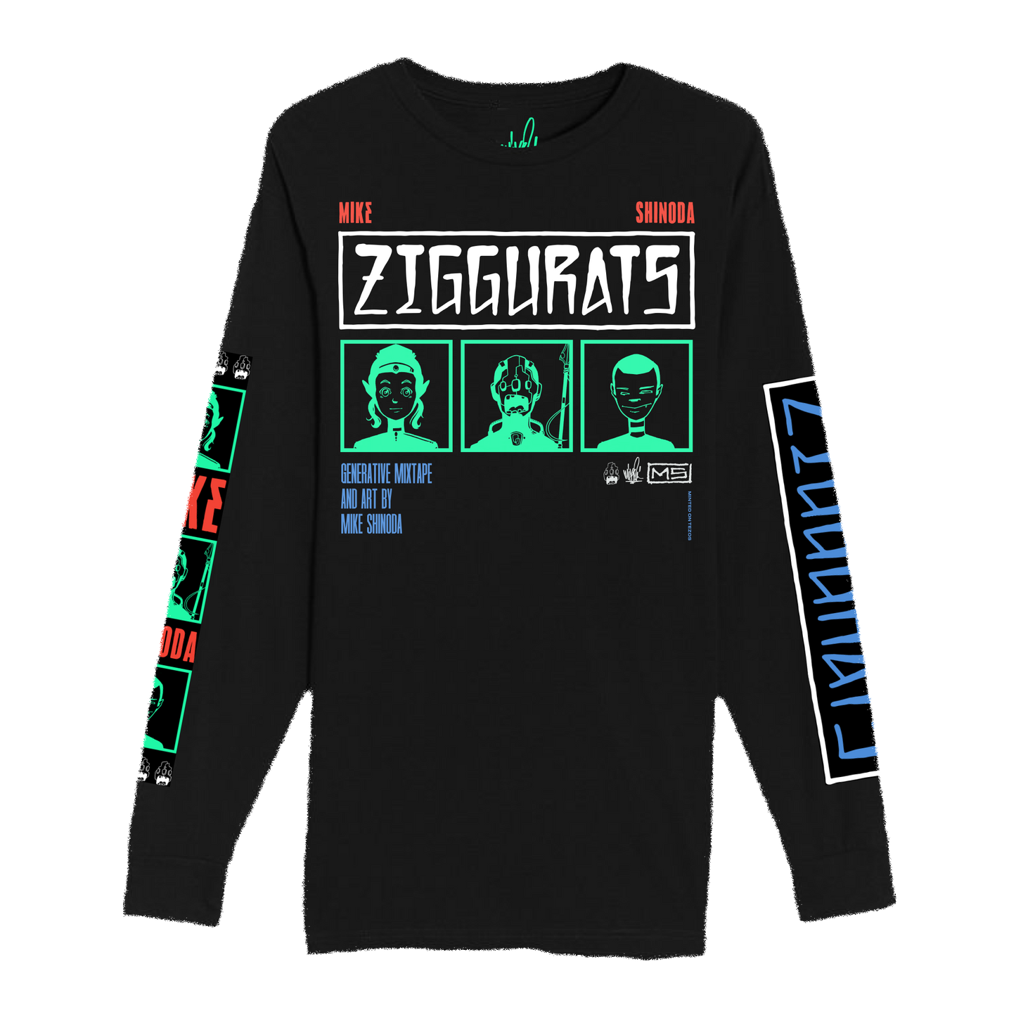 Ziggurats Trio Black Long Sleeve Tee