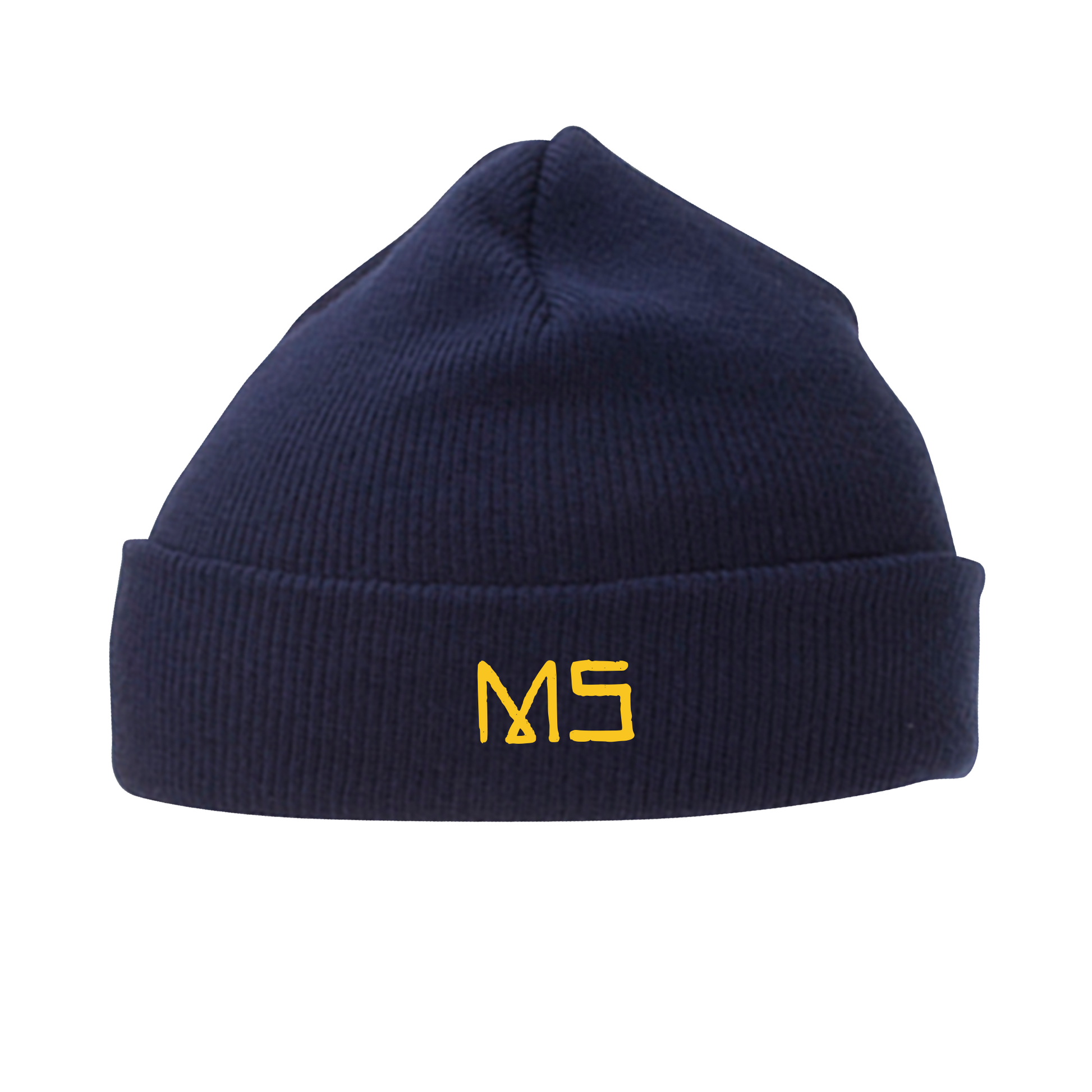 MS embroidered Navy Knit Beanie